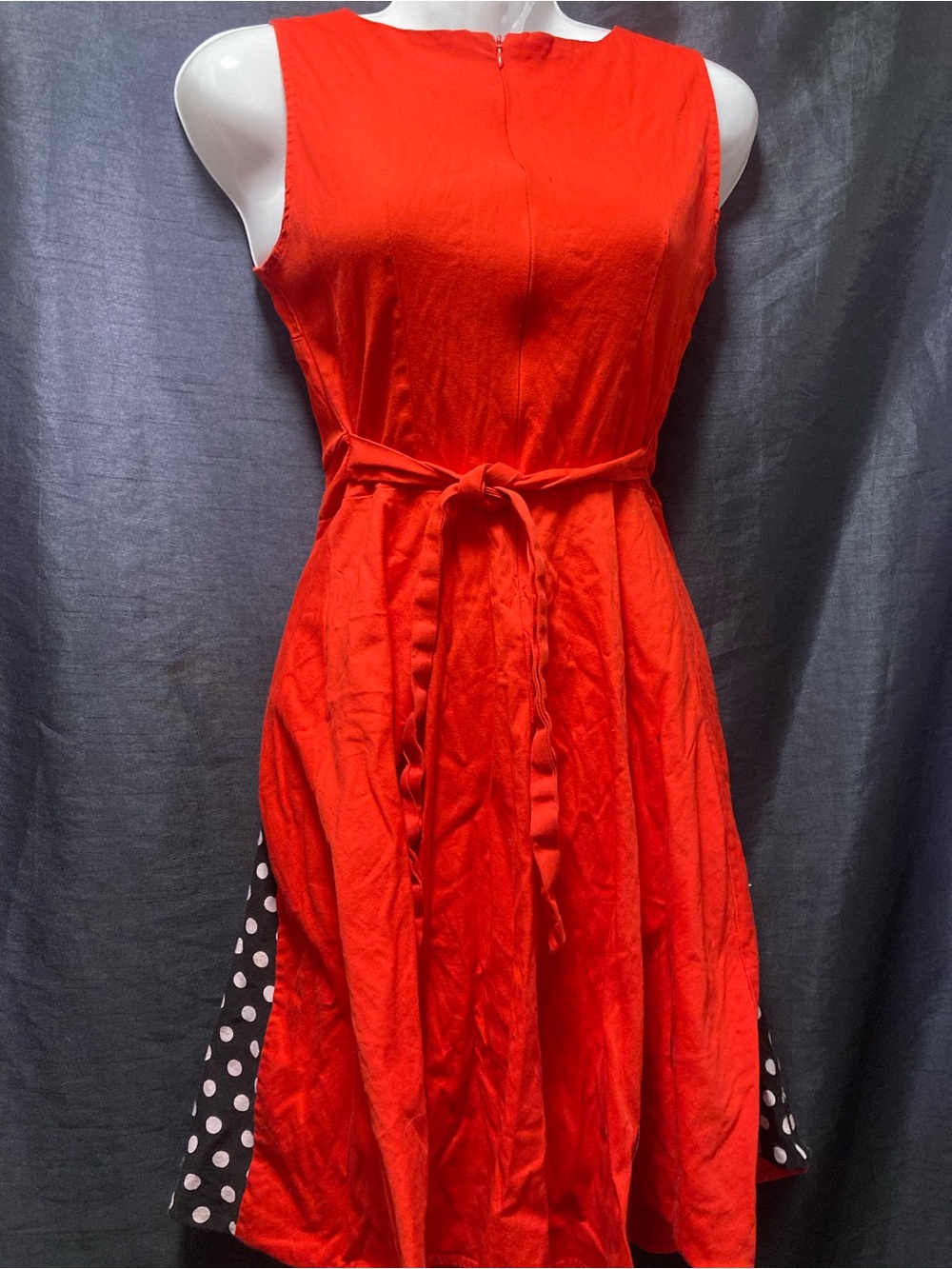 OTEN Red Polka Dot Fit & Flare Retro Pin Up Dress Women’s Small